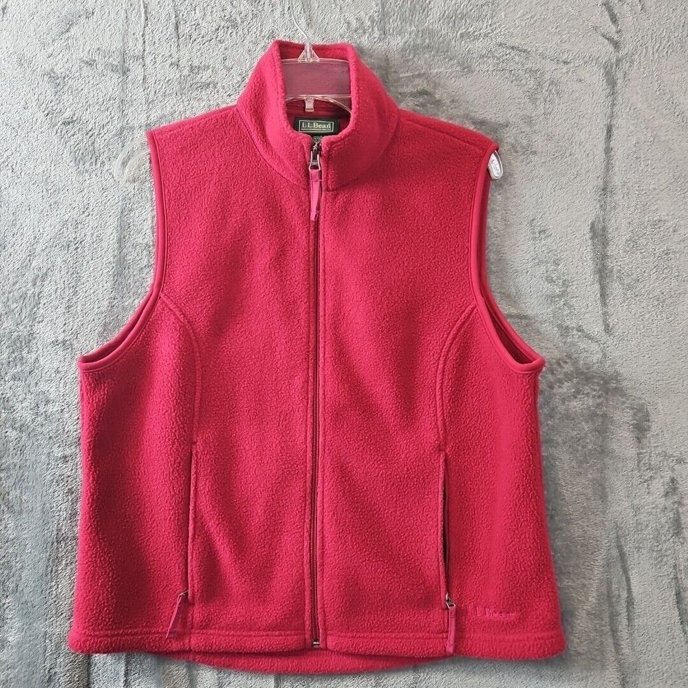 LL Bean Women's Sz MED Polartec  Pink Fleece Zip Front Winter Vest